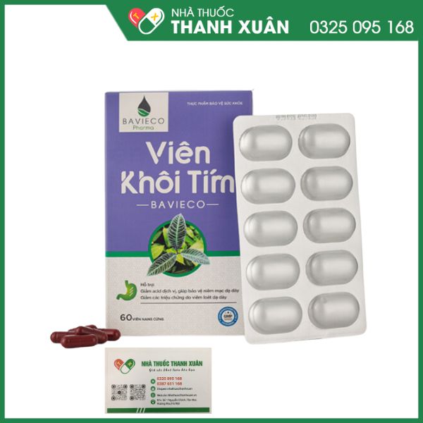 Viên Khôi Tím Bavieco giảm viêm loét dạ dày